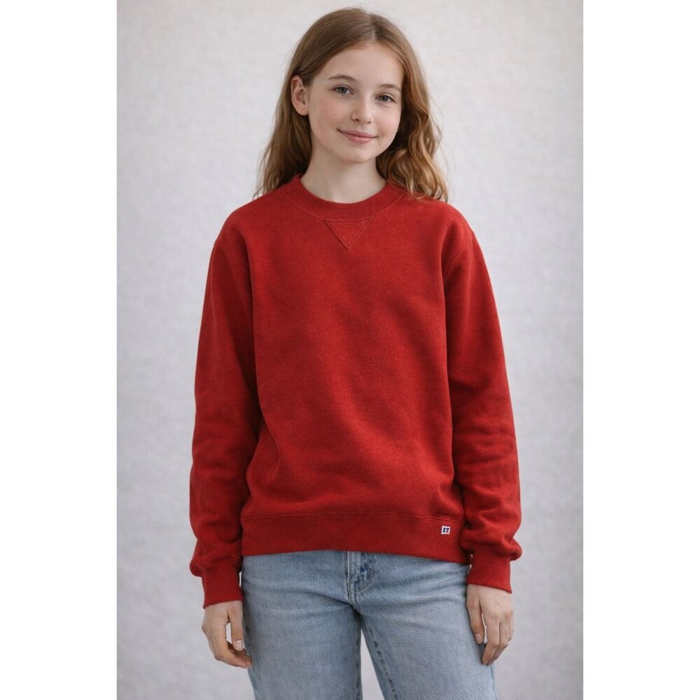 Vintage 90s Russell Athletic BLANK Red Sweatshirt, Made in the USA, Sz YL